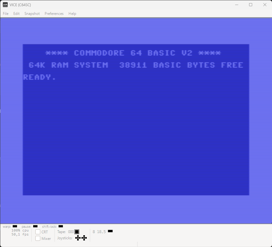 Come usare VICE (x64sc) per emulare il Commodore 64